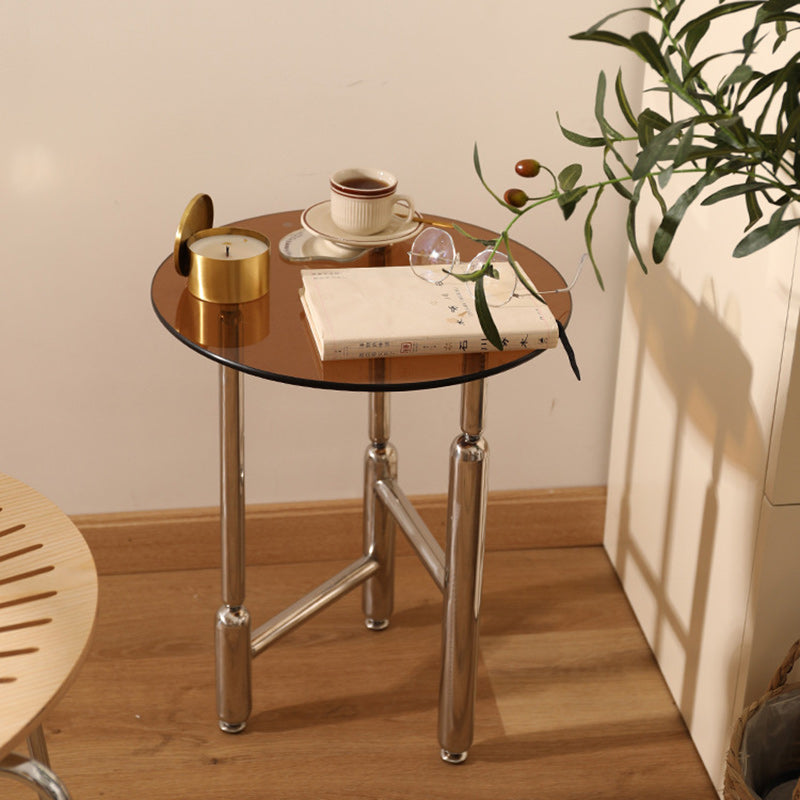 Minimalist Cylinder Glass Iron End Table
