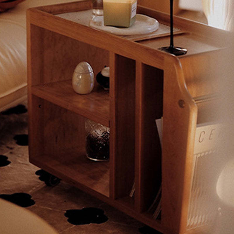 Minimalist Rectangular Wood Glass 3-Tier Coffee Table