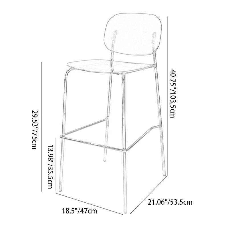 Minimalist Square Iron Acrylic Bar Stool