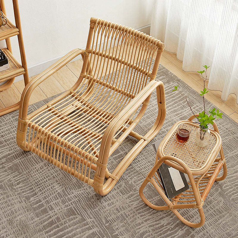 Japanese Woven Rattan Glass Side Table