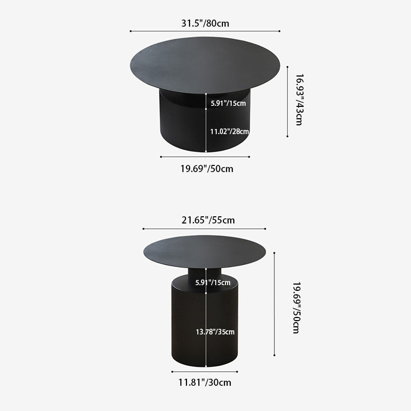 Minimalist Cylinder Stainless Steel Coffee Table — Black