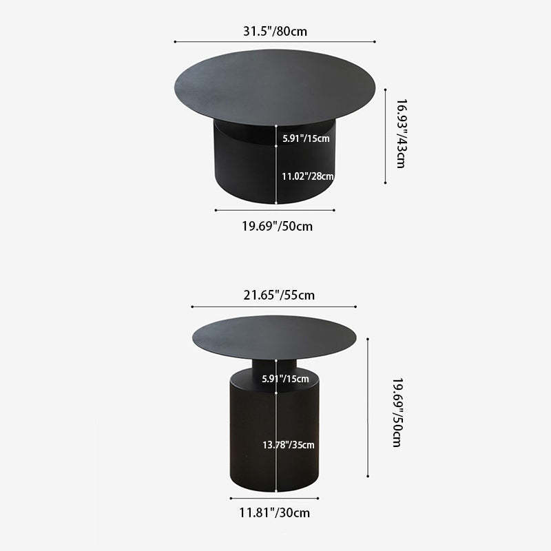 Minimalist Cylinder Stainless Steel Coffee Table — Black