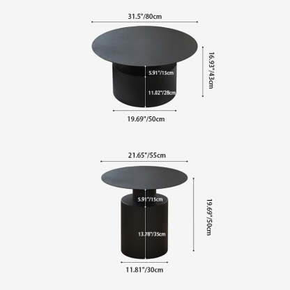 Minimalist Cylinder Stainless Steel Coffee Table — Black
