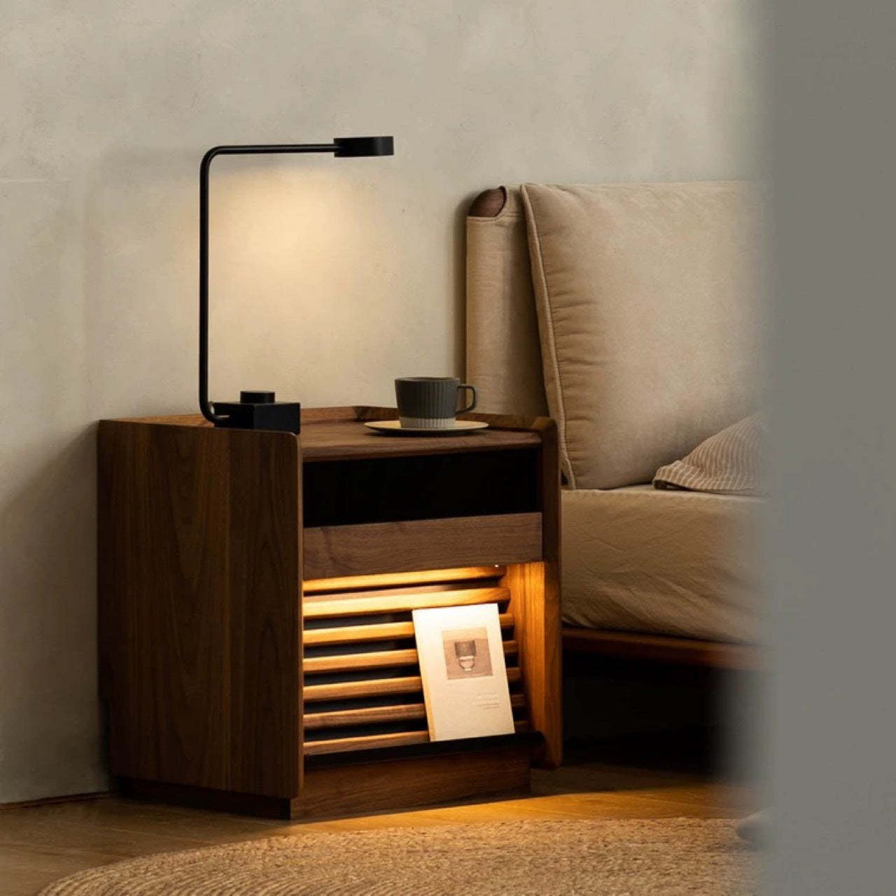 Nordic Rectangular Wood 2-Drawer Nightstand
