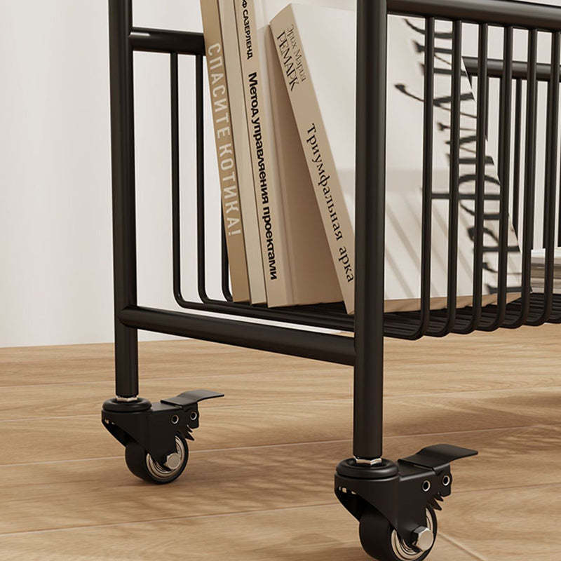 Contemporary Iron Glass 2-Tier End Table