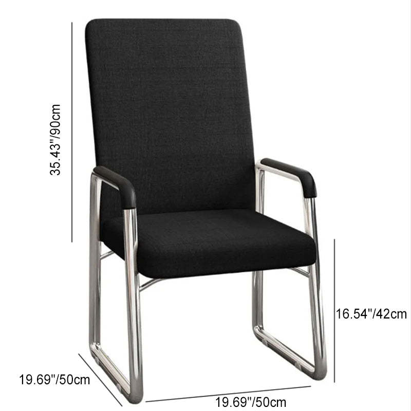 Modern Mesh Leather Square Desk Chair — Sponge / Black - Fabric