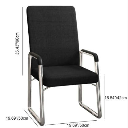 Modern Mesh Leather Square Desk Chair — Sponge / Black - Fabric