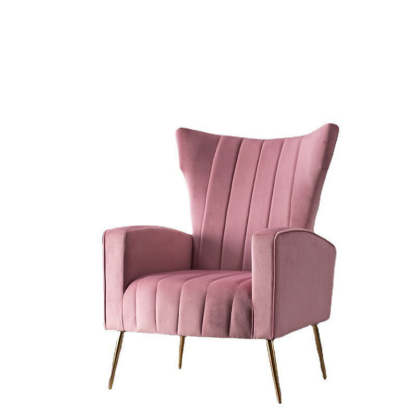 Modern Trapezoidal Velvet Wood Accent Chair