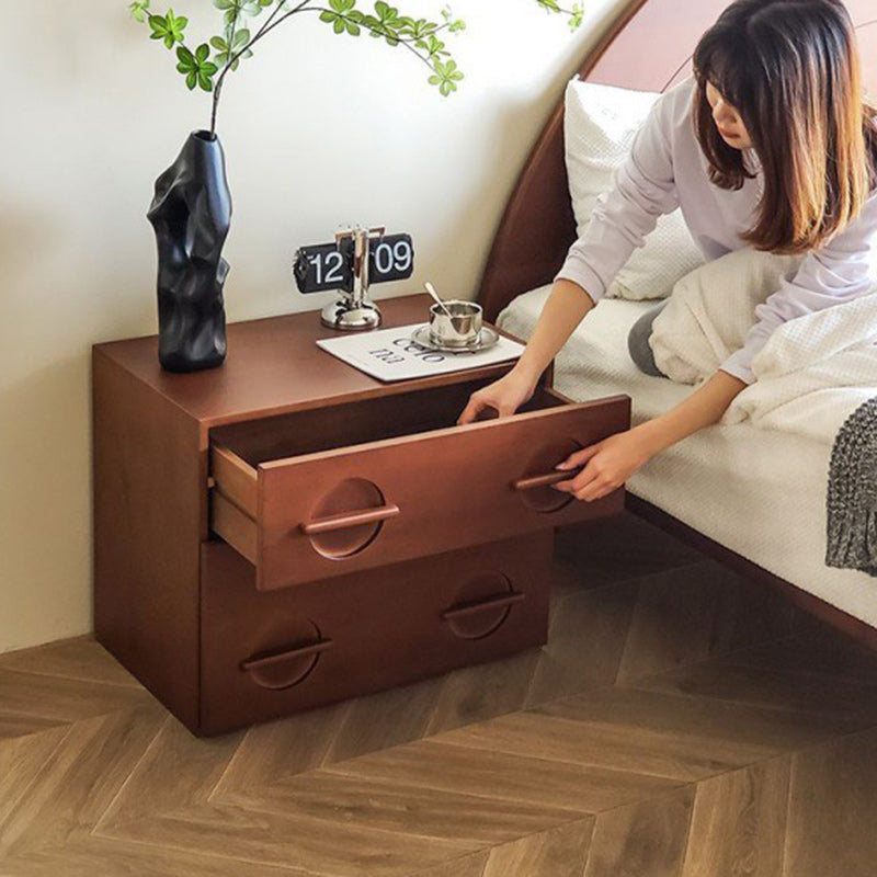 Nordic Solid Wood 2-Drawer Nightstand