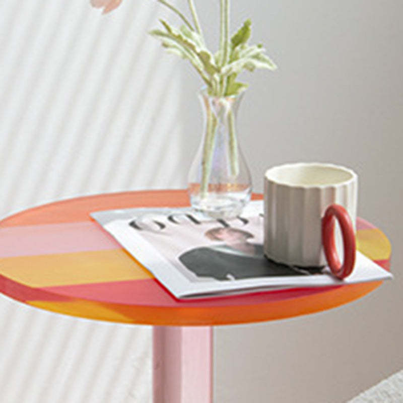 Contemporary Marble Acrylic Column End Table
