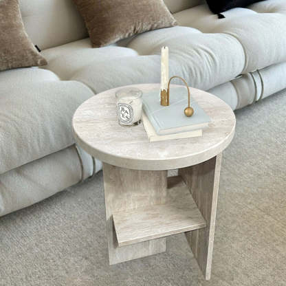 Nordic Travertine Chrysoprase Side Table