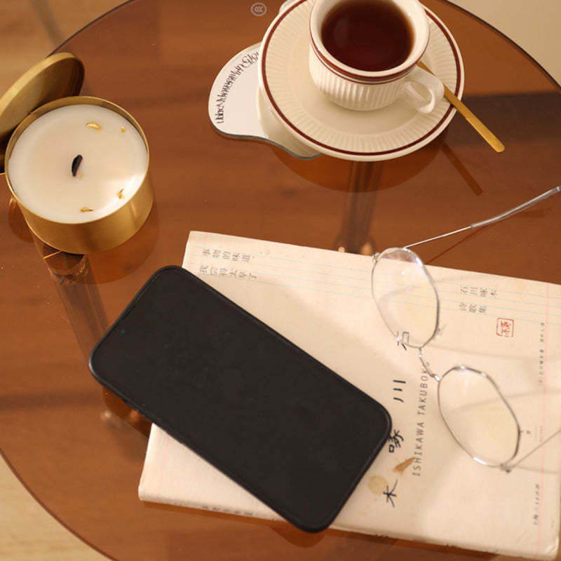 Minimalist Cylinder Glass Iron End Table