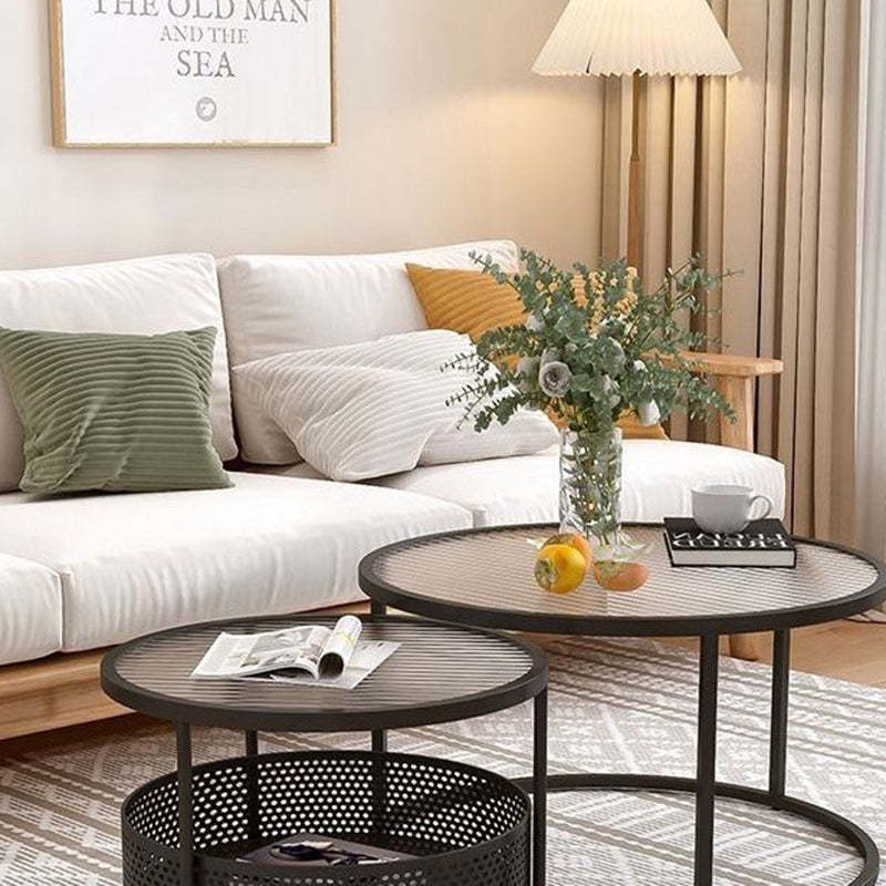 Minimalist Round Glass Metal 3-Tier End Table