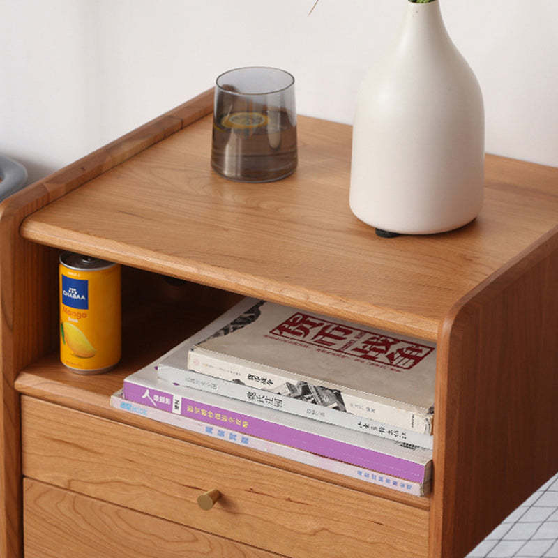 Retro Cherry Wood Oak Walnut 2-Drawer Nightstand