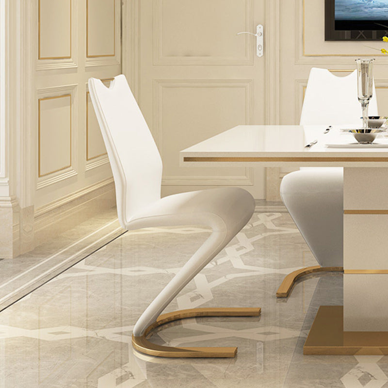 Minimalist U-Shape Titanium Leather Dining Chair