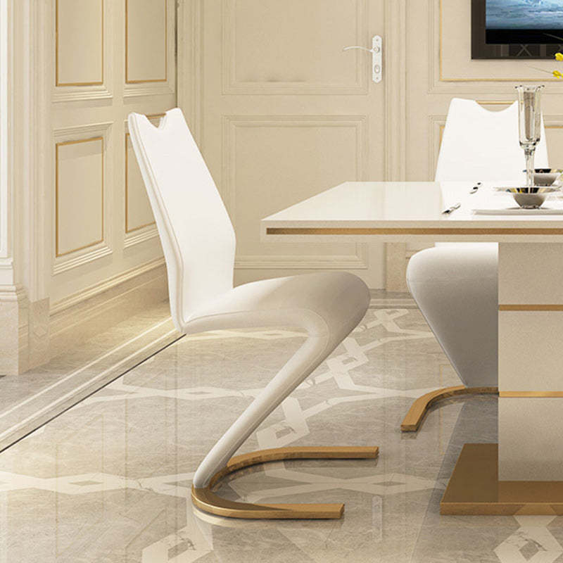 Minimalist U-Shape Titanium Leather Dining Chair