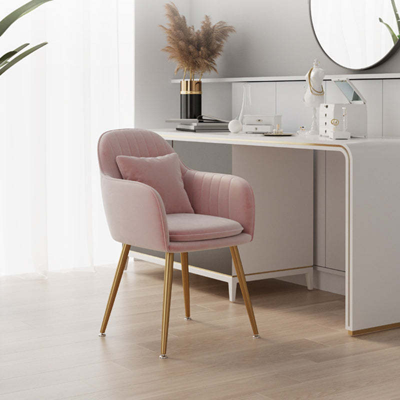Nordic Striped Velvet Steel Dining Chair — Without Pillow / White + Gold Frame