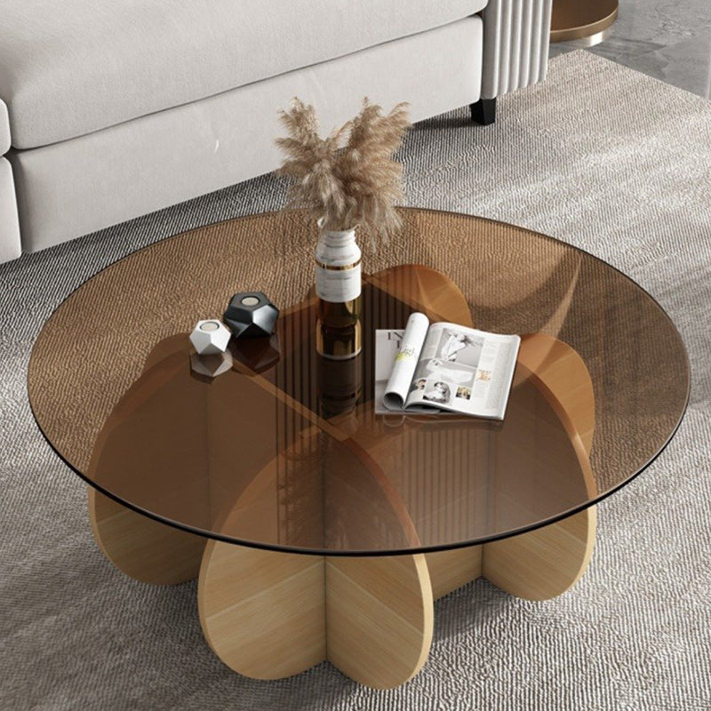 Luxury Oval Cross Glass Coffee Table