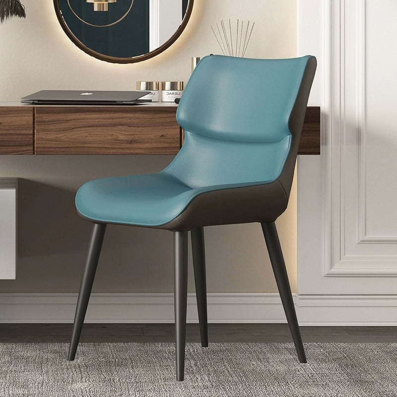 Scandinavian Curved Leather Metal Dining Chair