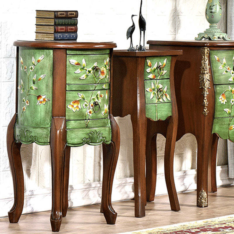 European Flower Painted Birch Side Table