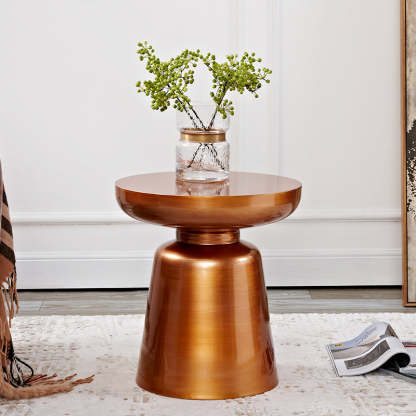Scandinavian Round Disc Column End Table