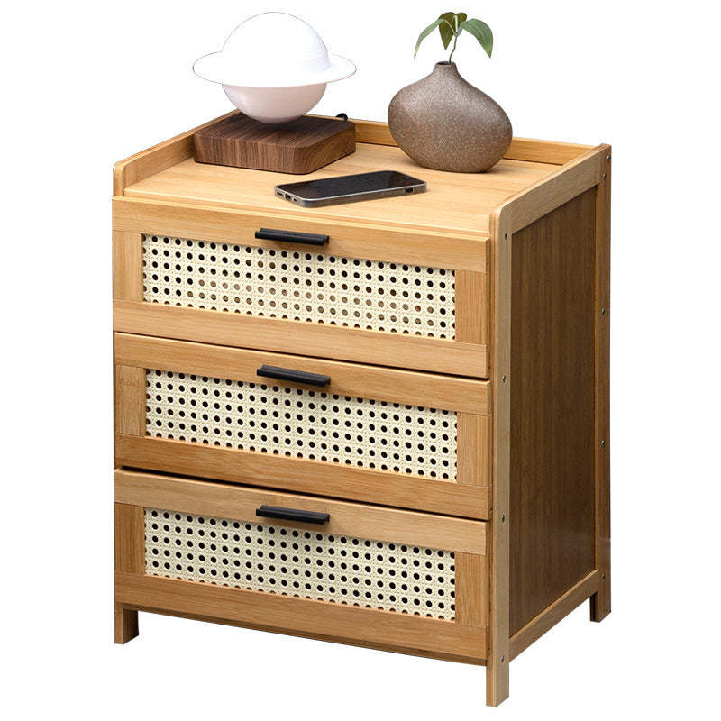Vintage Wood Bamboo Plastic Nightstand