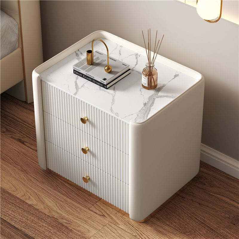 Minimalist Wood Rock Nightstand 3-Drawer