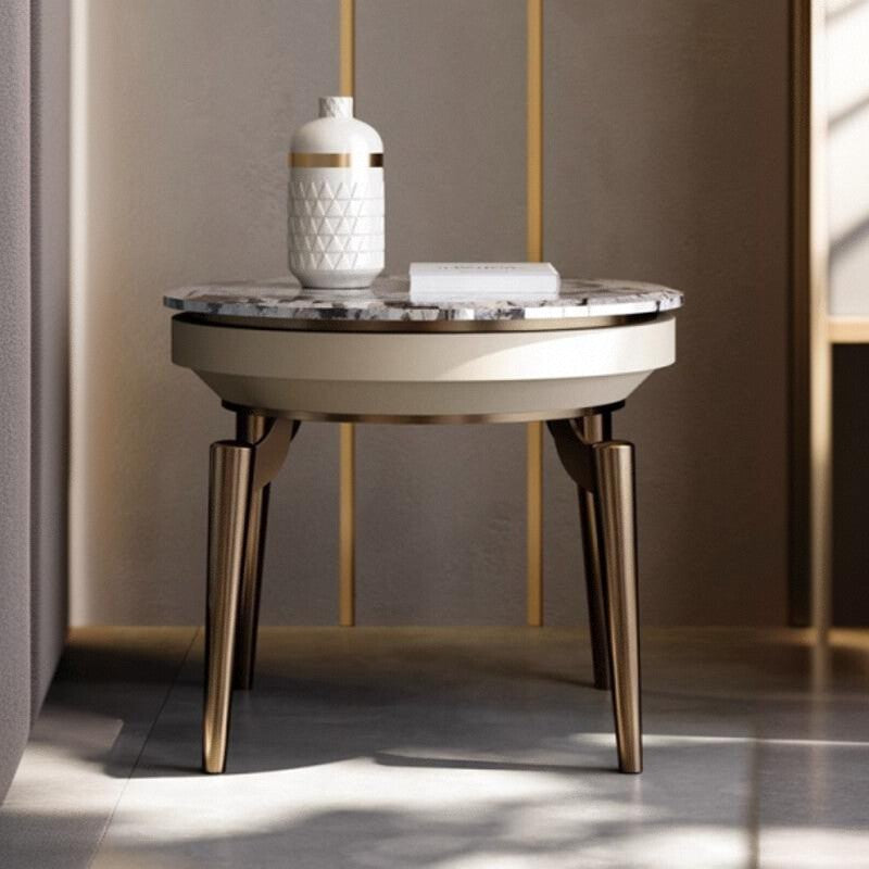 Contemporary Luxury Marble Steel End Table