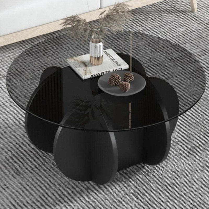 Luxury Oval Cross Glass Coffee Table — Brown Tabletop + White Base