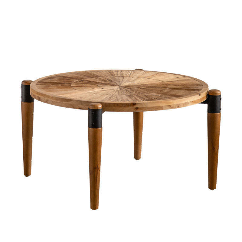 Rustic Round Wood Iron Coffee Table