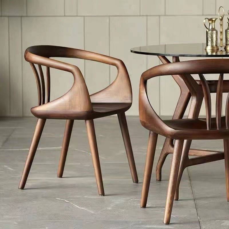 Scandinavian Curved Wood Dining Chair - Natural