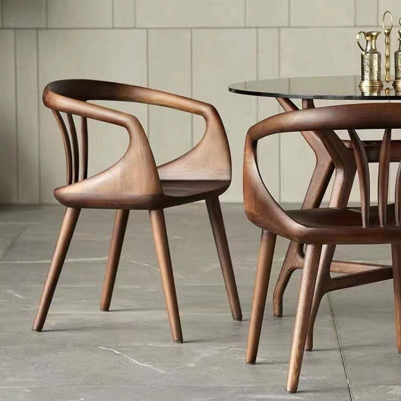 Scandinavian Curved Wood Dining Chair — Original Wood Color