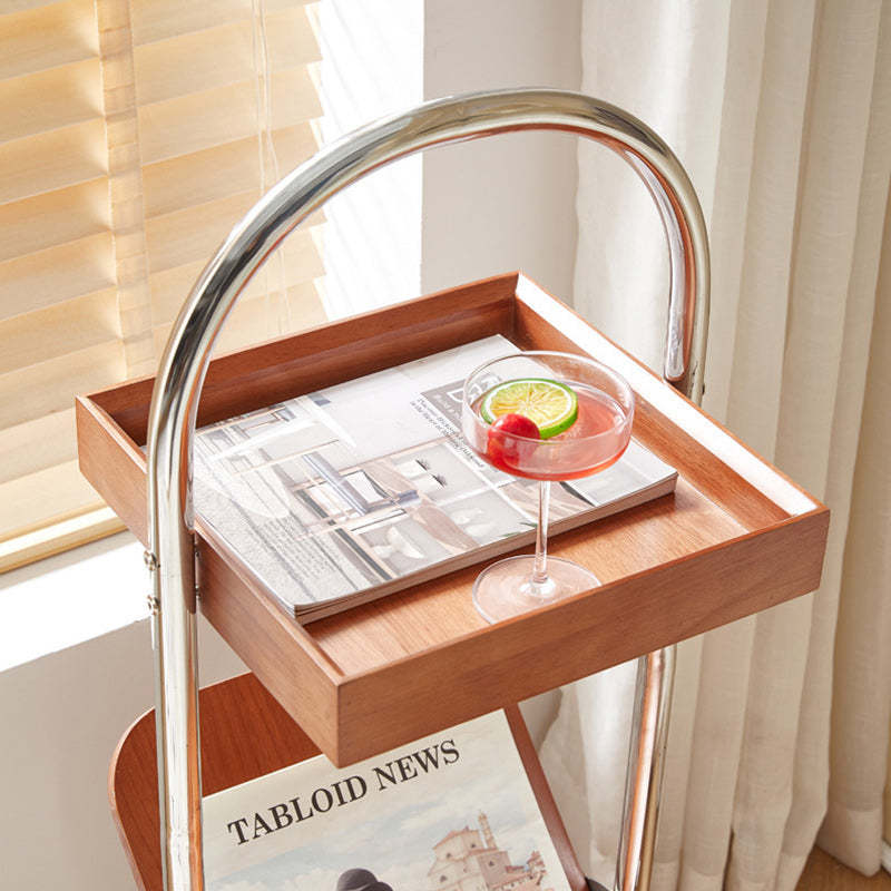 Vintage Wood Stainless Steel Side Table