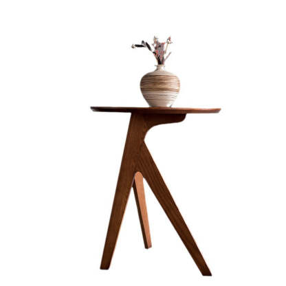 Japanese Round Ash Wood End Table