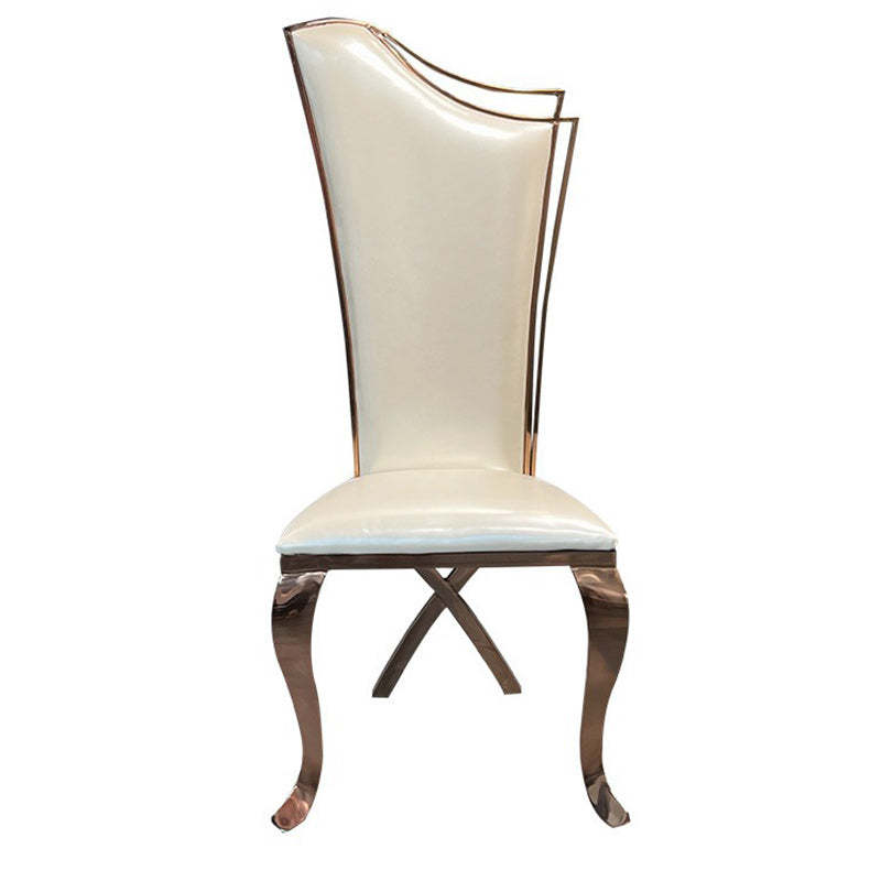 Scandinavian Trapezoidal Leather Metal Dining Chair