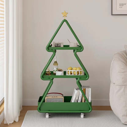 Modern Art Deco Christmas Tree Glass Side Table 3-Tier