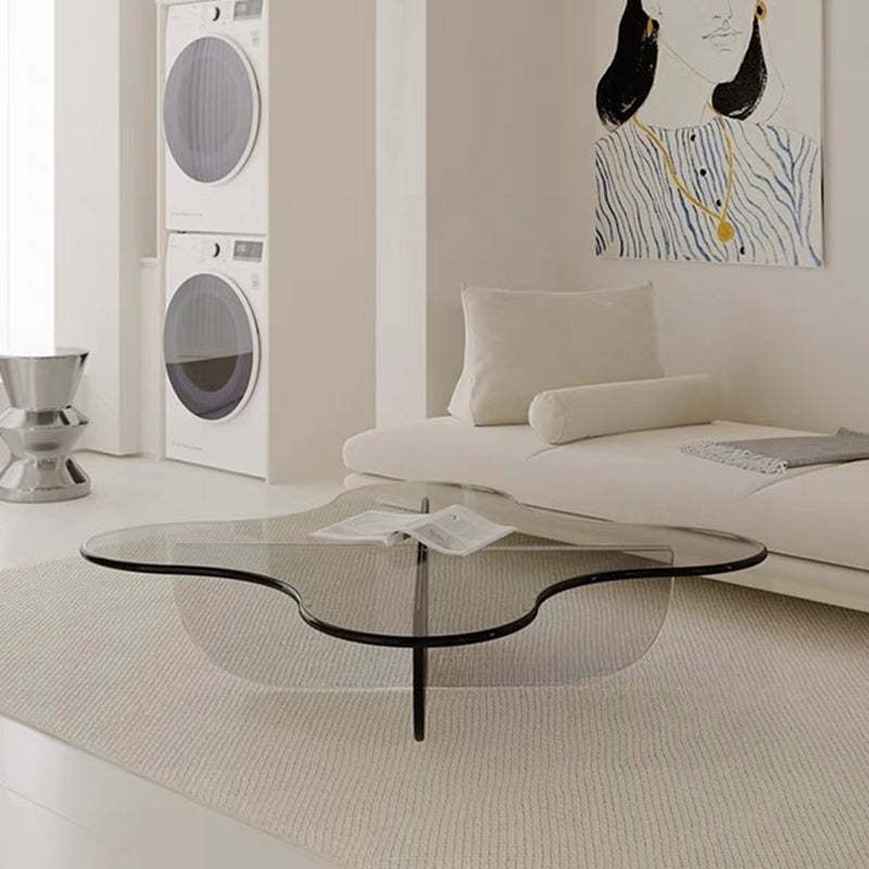 Minimalist Floral Cross Base Acrylic Coffee Table