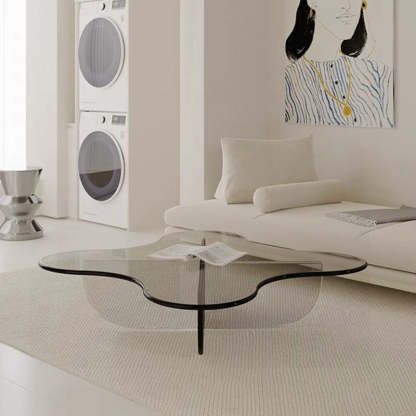 Minimalist Floral Cross Base Acrylic Coffee Table
