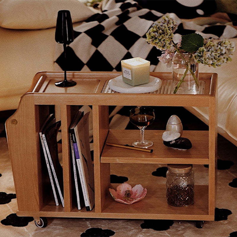 Minimalist Rectangular Wood Glass 3-Tier Coffee Table