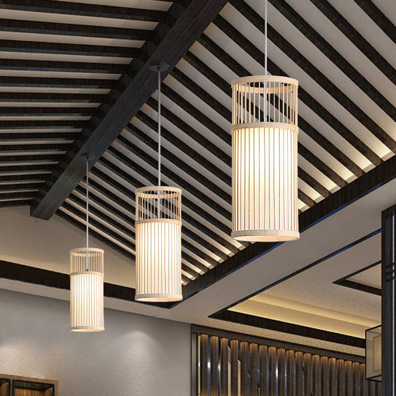 Japanese Zen Bamboo Lantern Pendant Light