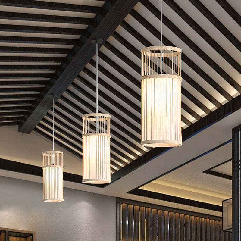 Japanese Zen Bamboo Lantern Pendant Light