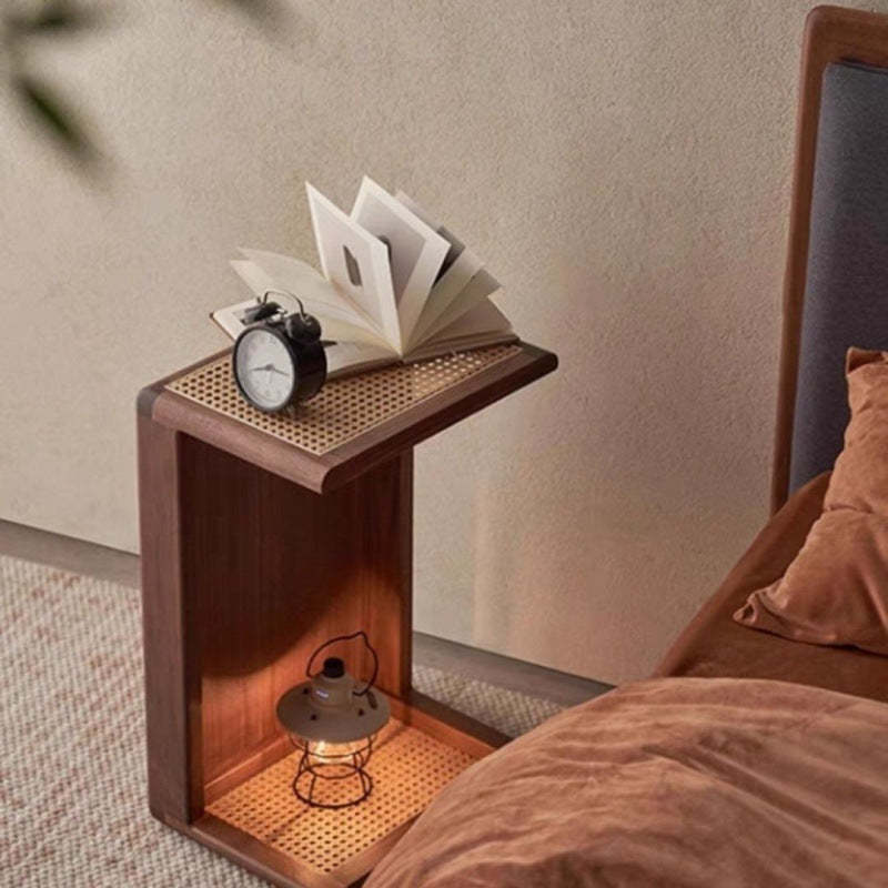 Japanese Solid Wood Steel End Table