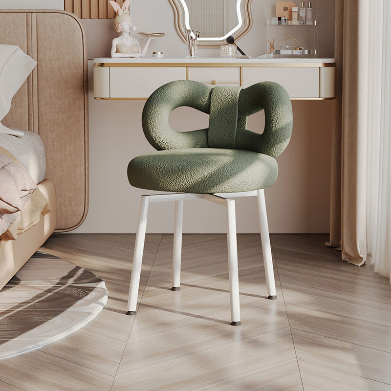 Contemporary Bow Lambswool Iron Vanity Stool