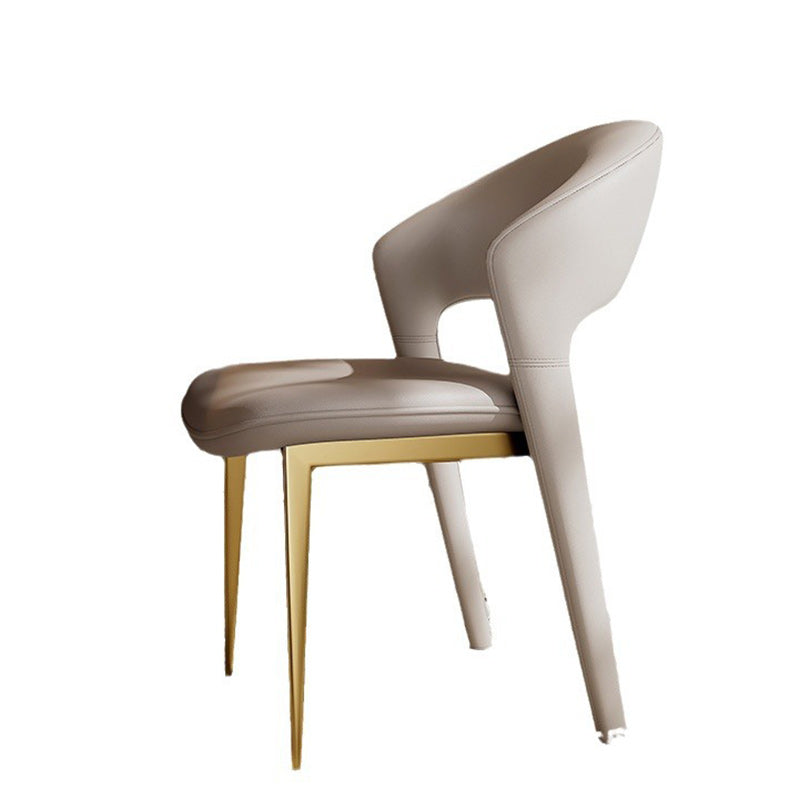 Modern Curved Leather Metal Dining Chair