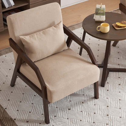 Scandinavian Fabric Wood Accent Chair