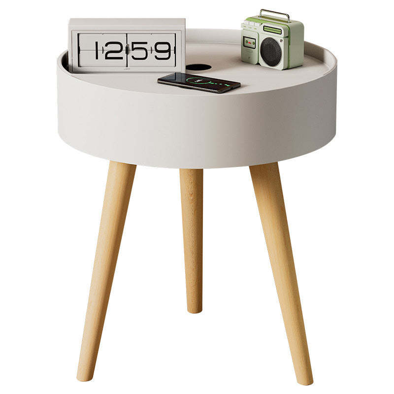 Minimalist charging wireless gray ceramic metal leather nightstands, Lighom