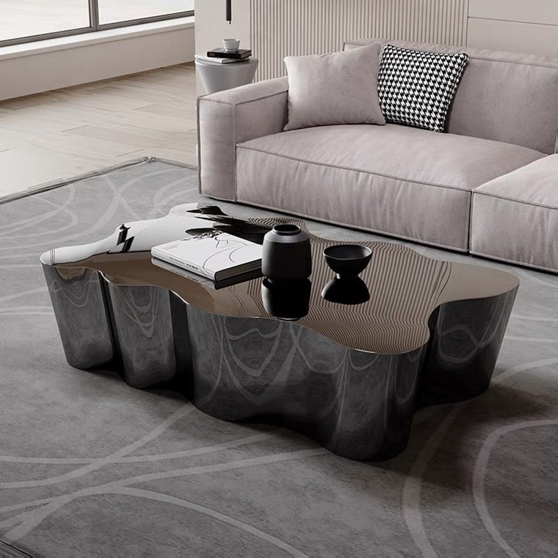Modern Art Deco Cloud Oval Steel Metal End Table