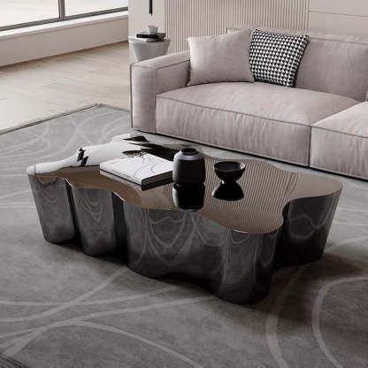 Modern Art Deco Cloud Oval Steel Metal End Table