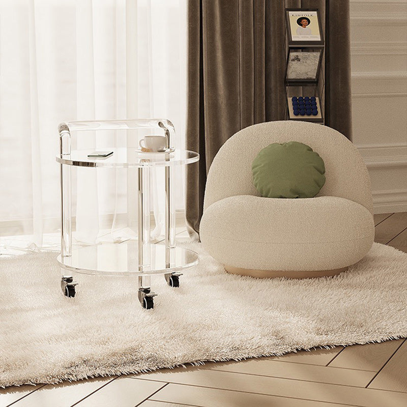 Contemporary Round Acrylic 2-Tier End Table