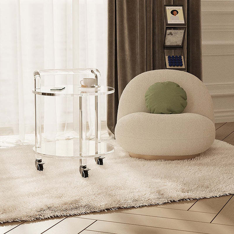 Contemporary Round Acrylic 2-Tier End Table — Transparent